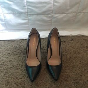 Black Leather Pointed Toe Heels